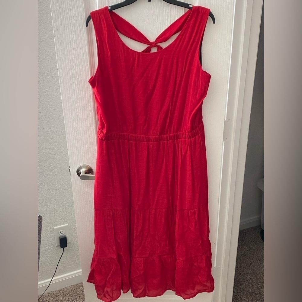 AGB Red Sleeveless Midi Dress